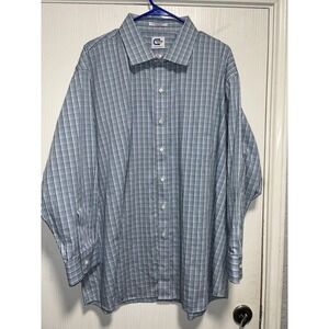 Magna Click Men's Blue Checkered Plaid Long Sleeve Button Up Shirt‎ - Sz XXL
